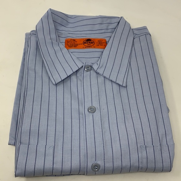 NWT Red Kap blue stripe long sleeve work shirt Button up pockets - Picture 1 of 2